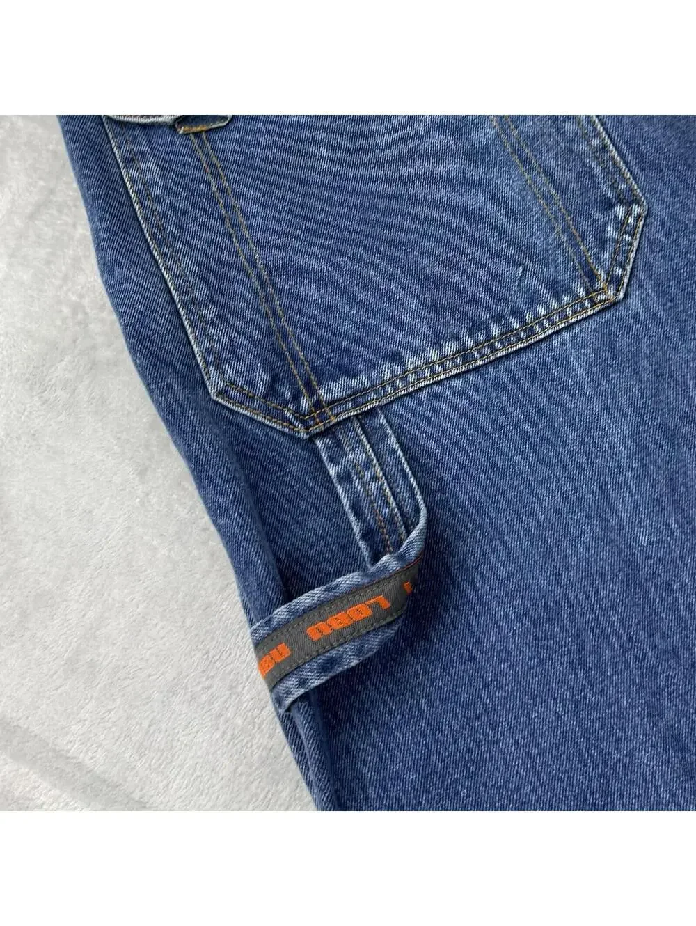 Vintage LOBU Jeans Men 36x28 Blue Carpanter Baggy Workwear Distressed Grunge Y2K
